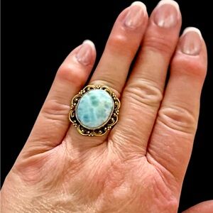 Larimar Sterling Silver Gemstone 💎 Ring. Size 9 1/4